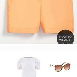 LOFT Riviera Shorts with 4” inseam; “sunrise orange”